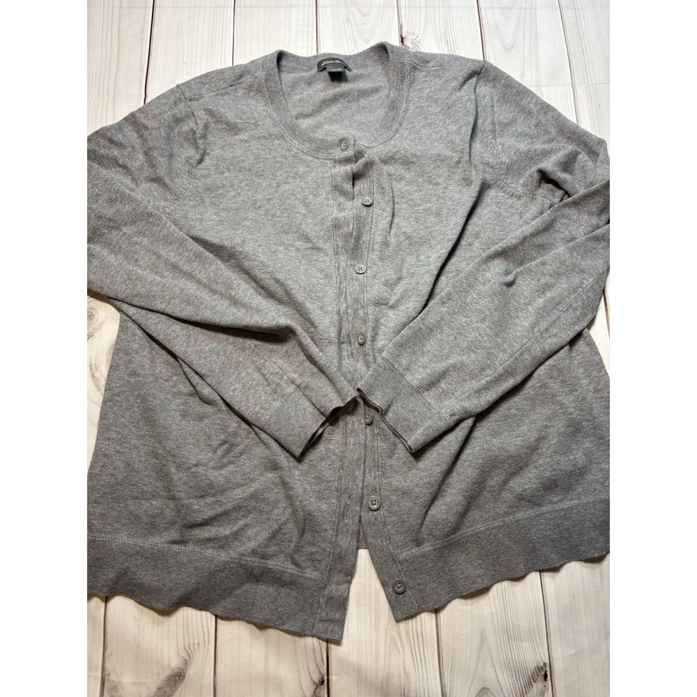 Eddie Bauer Women’s Grey Button Up Cardigan Sweater Size XL